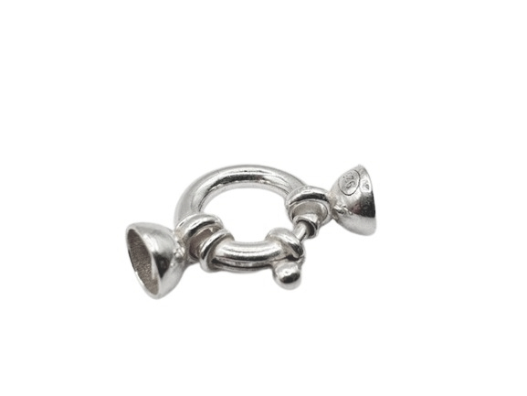 ANNEAU MARIN ARGENT EMBOUTS PERLES 11MM
