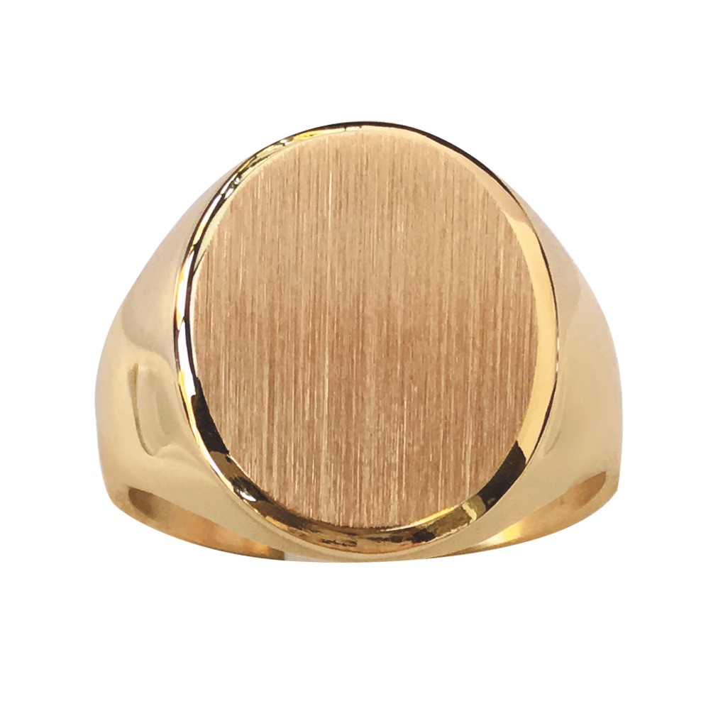 CHEVALIERE ESTAMPEE MASSIVE OVALE 15  X 13MM