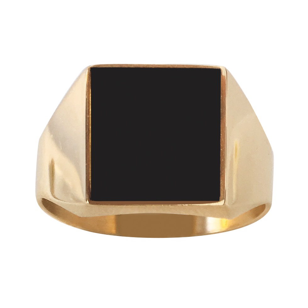 CHEVALIERE ESTAMPEE ONYX RECTANGLE 17  X 12MM
