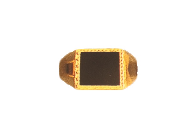 CHEVALIERE ESTAMPEE ONYX RONDE 11  X 11MM