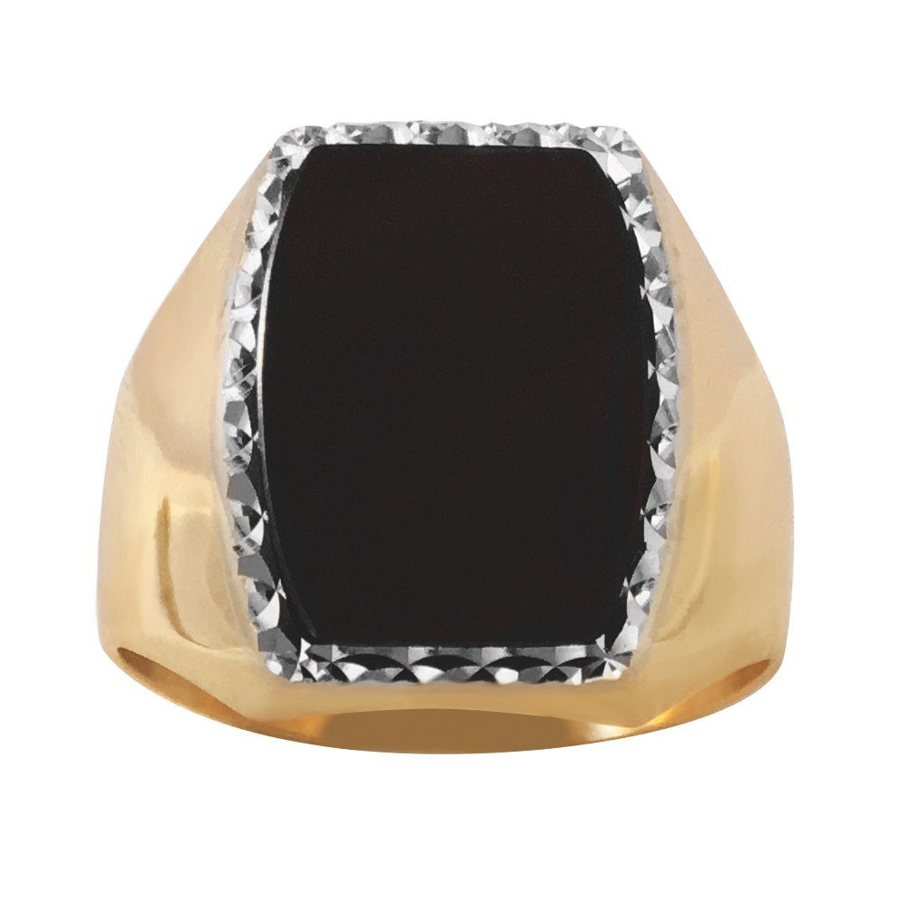CHEVALIERE ESTAMPEE ONYX RECTANGLE 15  X 12MM